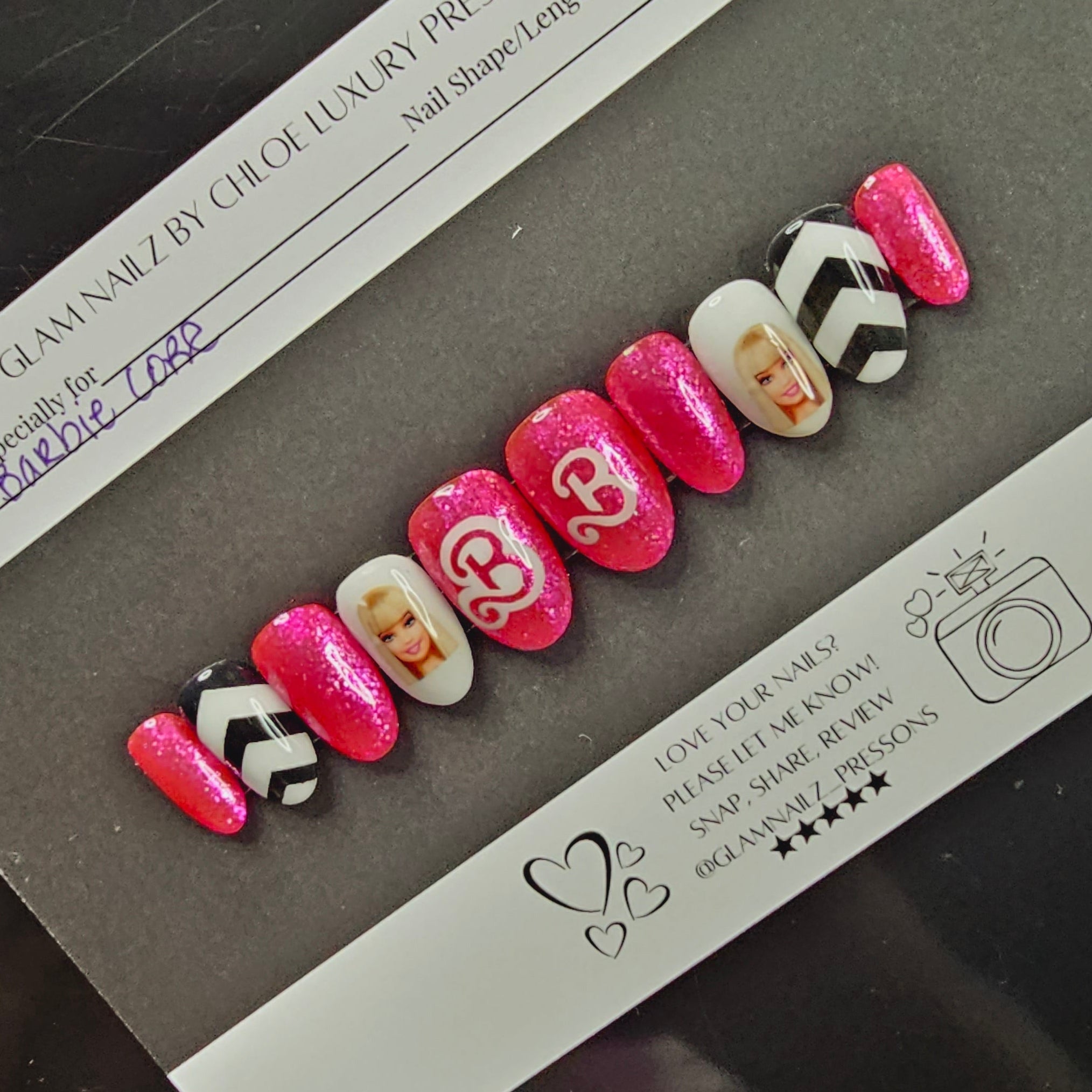 Barbie Round Press-On Nails | Medium Size | Classic Pink Glam