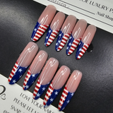 "All-American Dream" XL Oval Press-On Nails – Medium Size 🇺🇸✨
