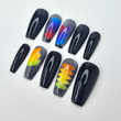 Geometric Black Ballerina Press-On Nails (Size Medium)