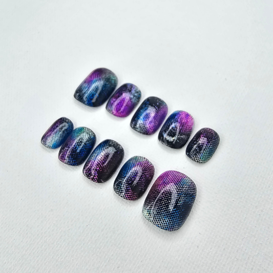 Short Holographic Rounded Square Press-On Nails