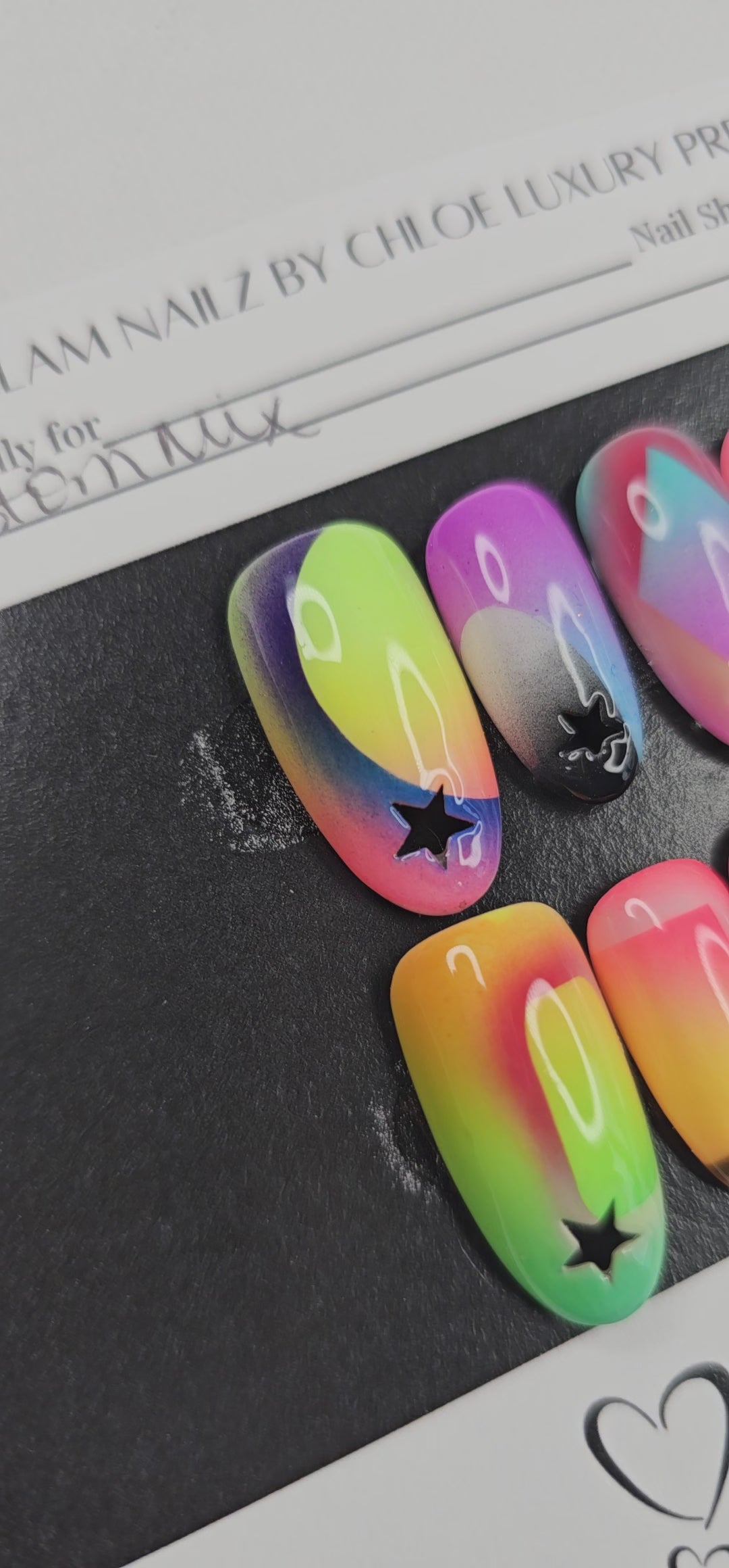Cosmic Pop - Neon Airbrushed Geometric Press-On Nails (Medium, Round) | Glam Nailz By Chloe