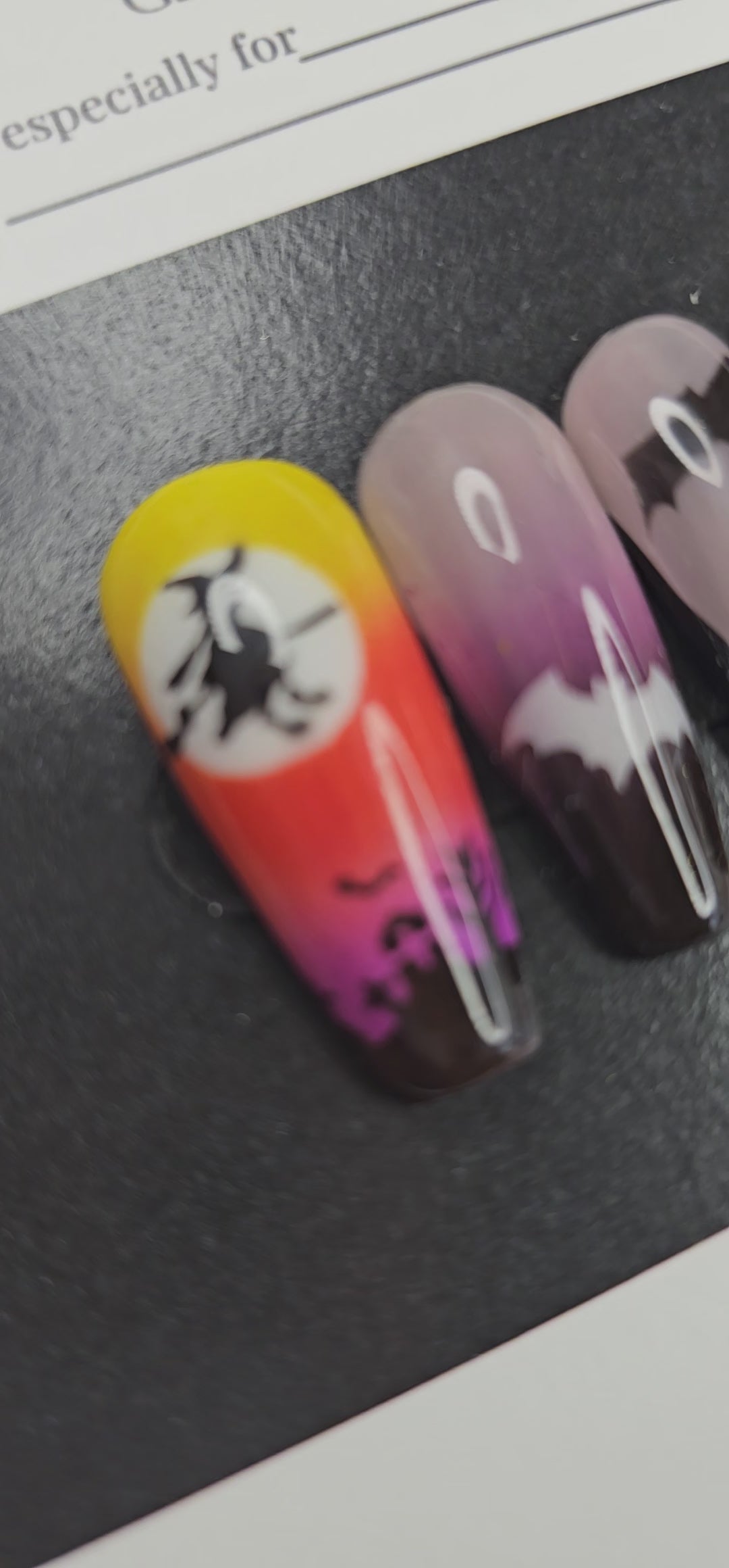 Haunted Nights - Spooky Halloween Airbrushed Press-On Nails (Medium Ballerina) | Glam Nailz By Chloe