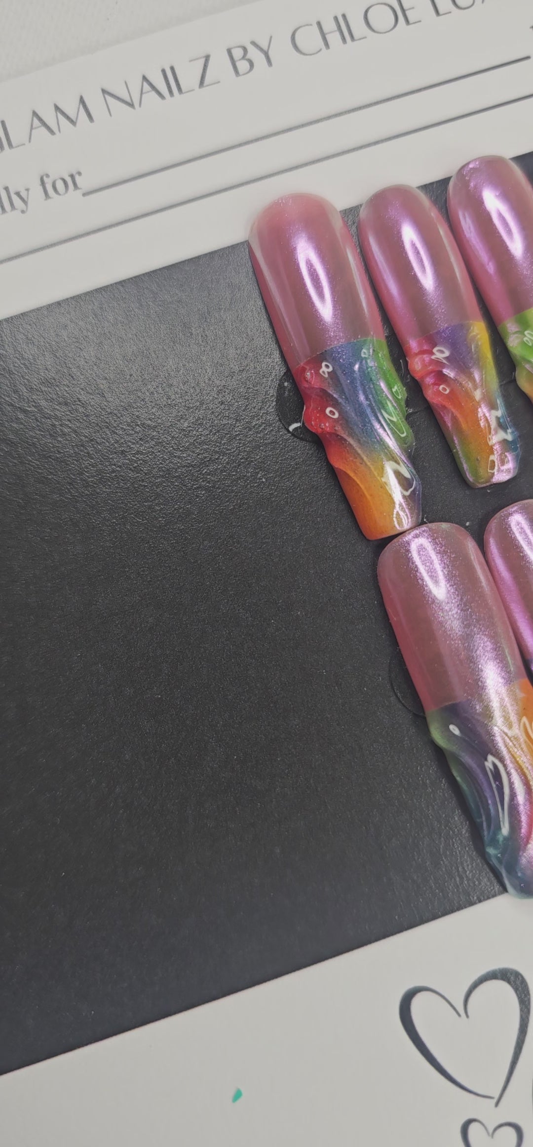 Prismatic Drip" XL Ballerina Press-On Nails – Medium Size ✨🌈