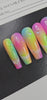 Neon Drip - Airbrushed Coffin Press-On Nails with Iridescent Jewels | Glam Nailz By Chloe