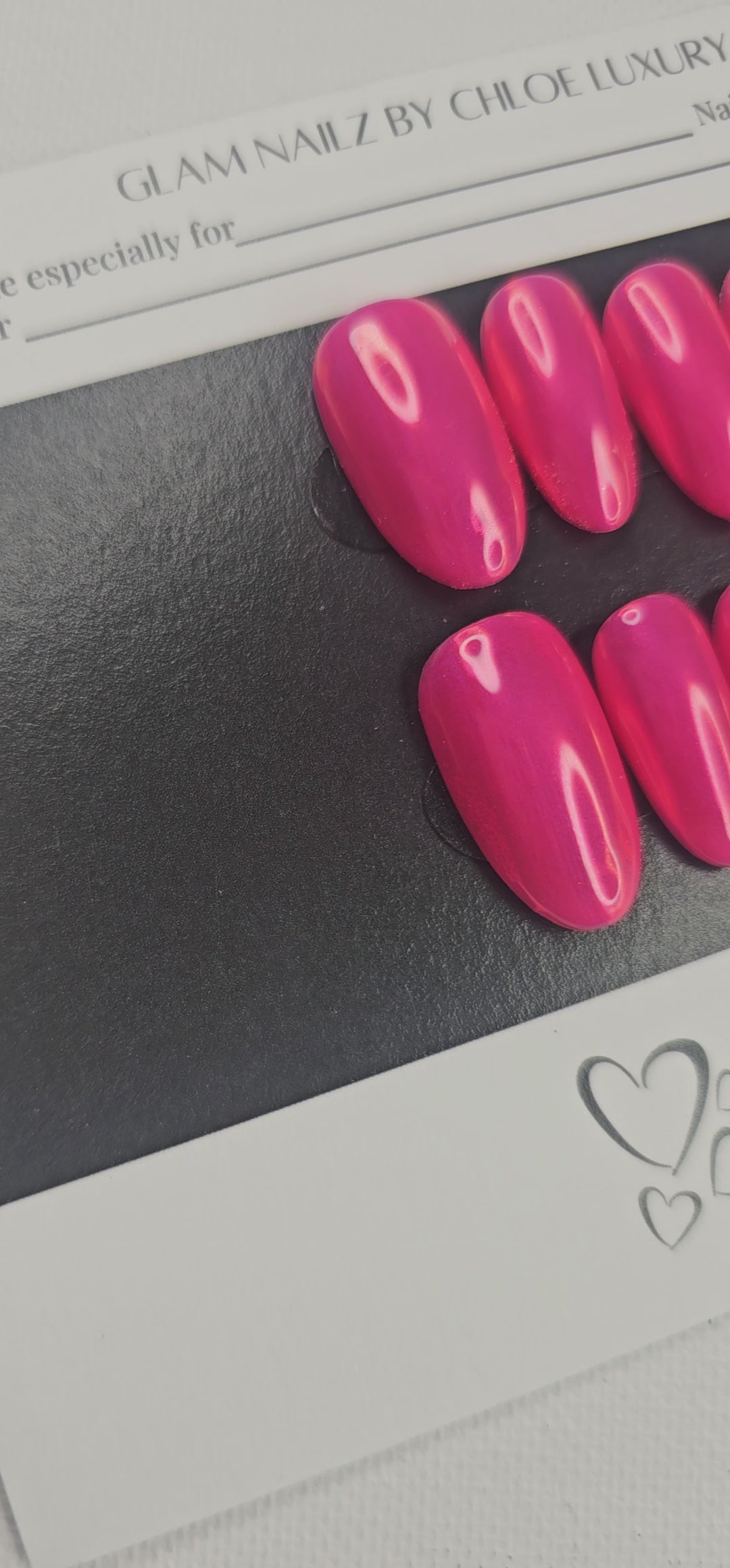 Pink Luxe - Hot Pink Chrome Press-On Nails (Medium, Round) | Glam Nailz By Chloe