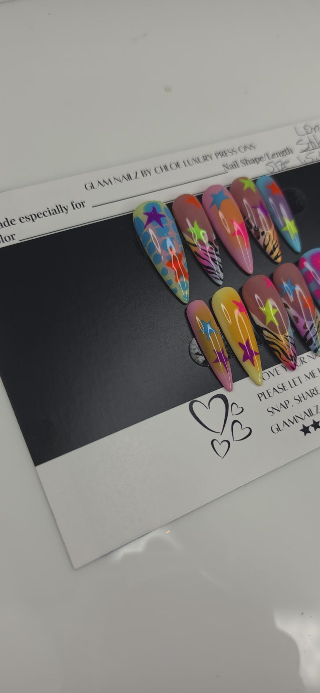 Neon Star Chaos — Luxury Press On Nails