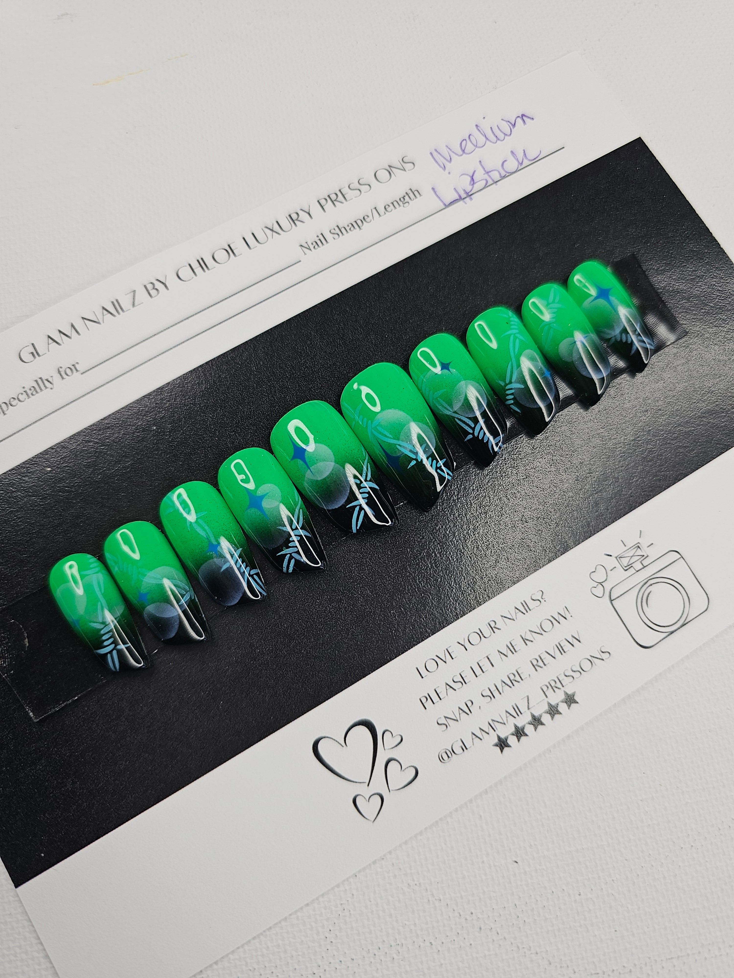 Electric Edge - Lipstick Press-On Nails with Neon Ombre & Barbed Wire (Medium) | Glam Nailz By Chloe
