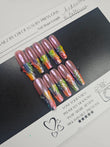 Prismatic Drip" XL Ballerina Press-On Nails – Medium Size ✨🌈