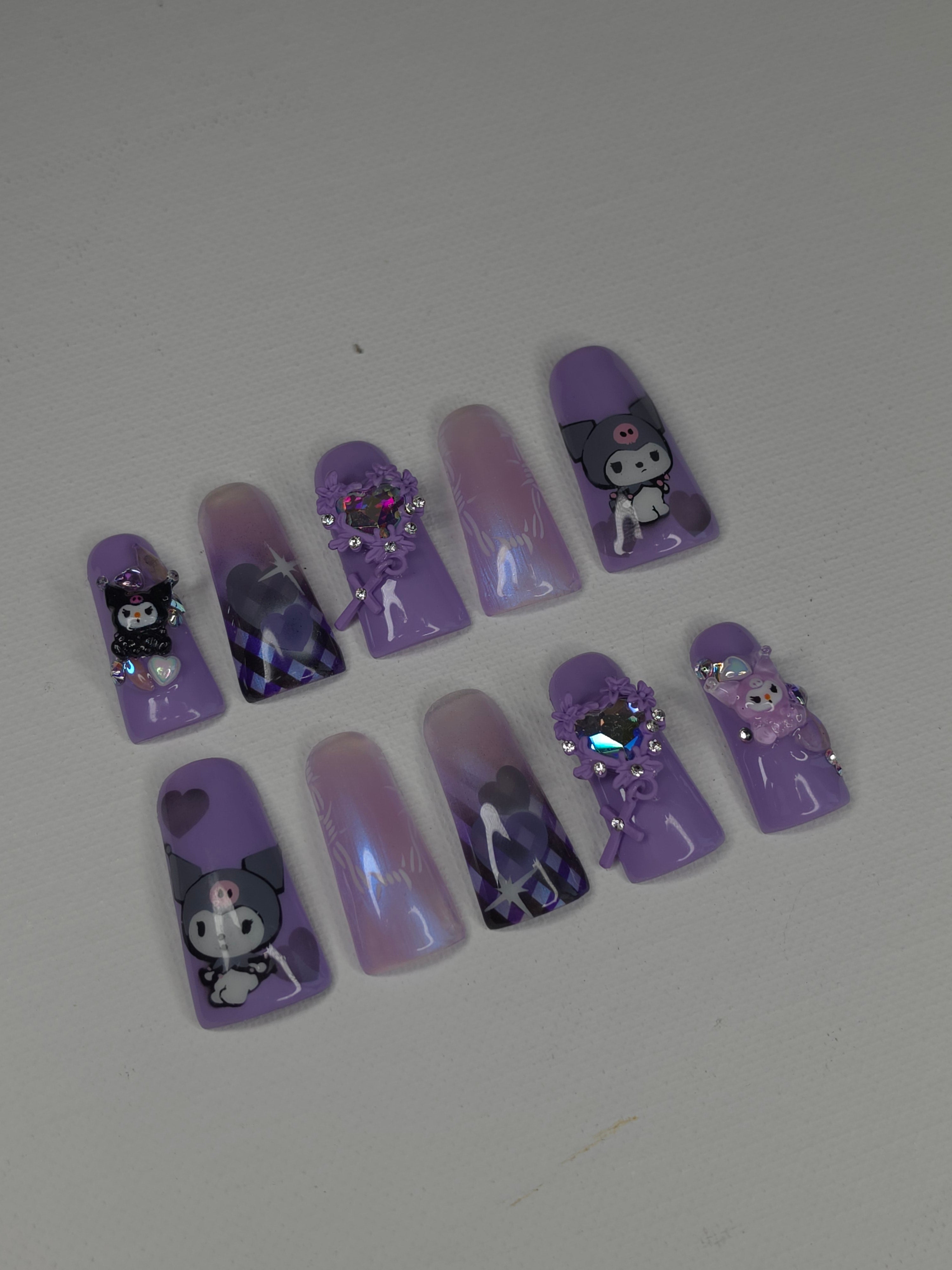 Little Devil" Kuromi Duck Press On Nails | Long Square