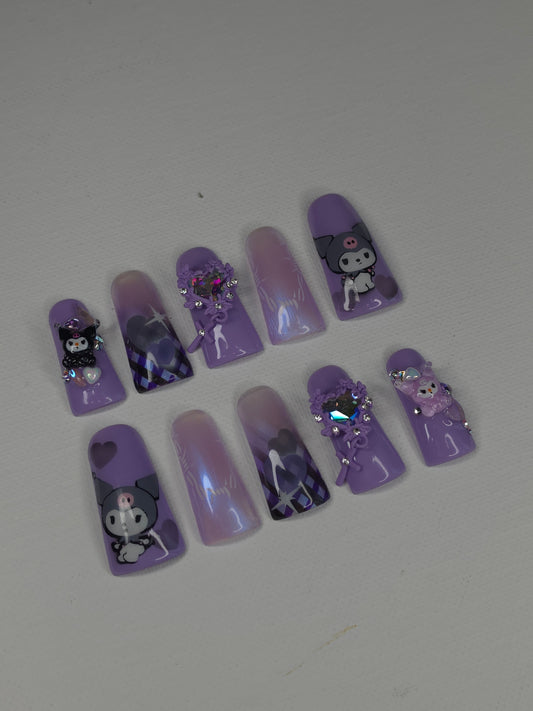 Little Devil" Kuromi Duck Press On Nails | Long Square
