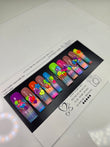 Rainbow Rave XL Square Press-On Nails | 3D Buttons & Cabochons | Medium Length