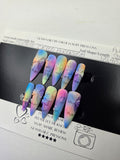 Neon Cross | Long Stiletto Press On Nails | Bold Neon Airbrush | 3D Cross Details | Handmade