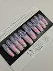 Celestial Love - Airbrushed French Press-On Nails with Stars, Hearts & Pearls (Medium XL Square Curved) | Glam Nailz By Chloe