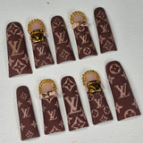 Luxury Level" Designer Monogram Press On Nails | XL Duck