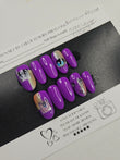 Anime Gaze - Purple Anime Accent Press-On Nails (Medium Round) | Glam Nailz By Chloe