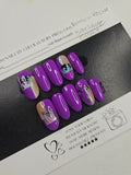Anime Gaze - Purple Anime Accent Press-On Nails (Medium Round) | Glam Nailz By Chloe