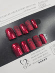Crimson Love - Cat Eye Red Valentine’s Press-On Nails (Medium Square) | Glam Nailz By Chloe