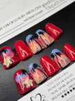 Tropical Sunset Paradise | Short Medium Duck Press On Nails | 90s Vibes | Airbrush Art | Handmade