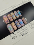 Iridescent Ombre Press-On Nails With Crystal Accents (Medium)