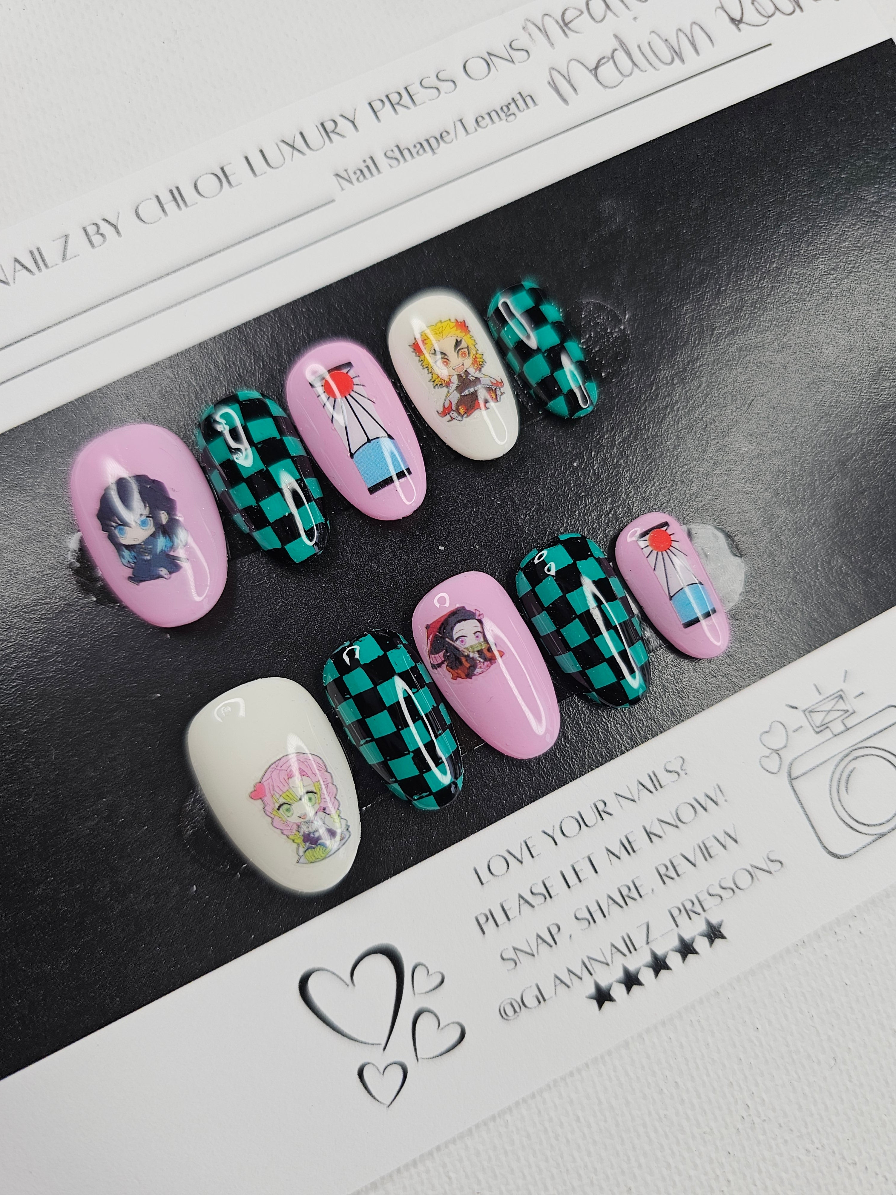 Demon Slay - Anime Press-On Nails (Medium, Round) | Glam Nailz By Chloe