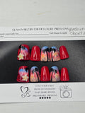 Tropical Sunset Paradise | Short Medium Duck Press On Nails | 90s Vibes | Airbrush Art | Handmade