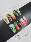 High Vibes - 420 Airbrushed Press-On Nails (Medium Ballerina) | Glam Nailz By Chloe