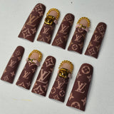 Luxury Level" Designer Monogram Press On Nails | XL Duck