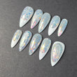 Cathedral Chrome Press On Nails | Iridescent Flake Stiletto | Stained Glass Nail Art | Medium