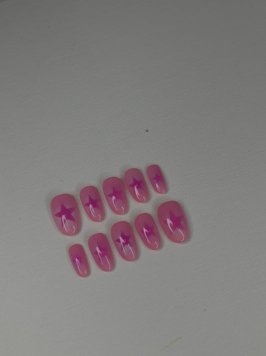 Star Girl" Aura Airbrush Press On Nails | Après Medium Round