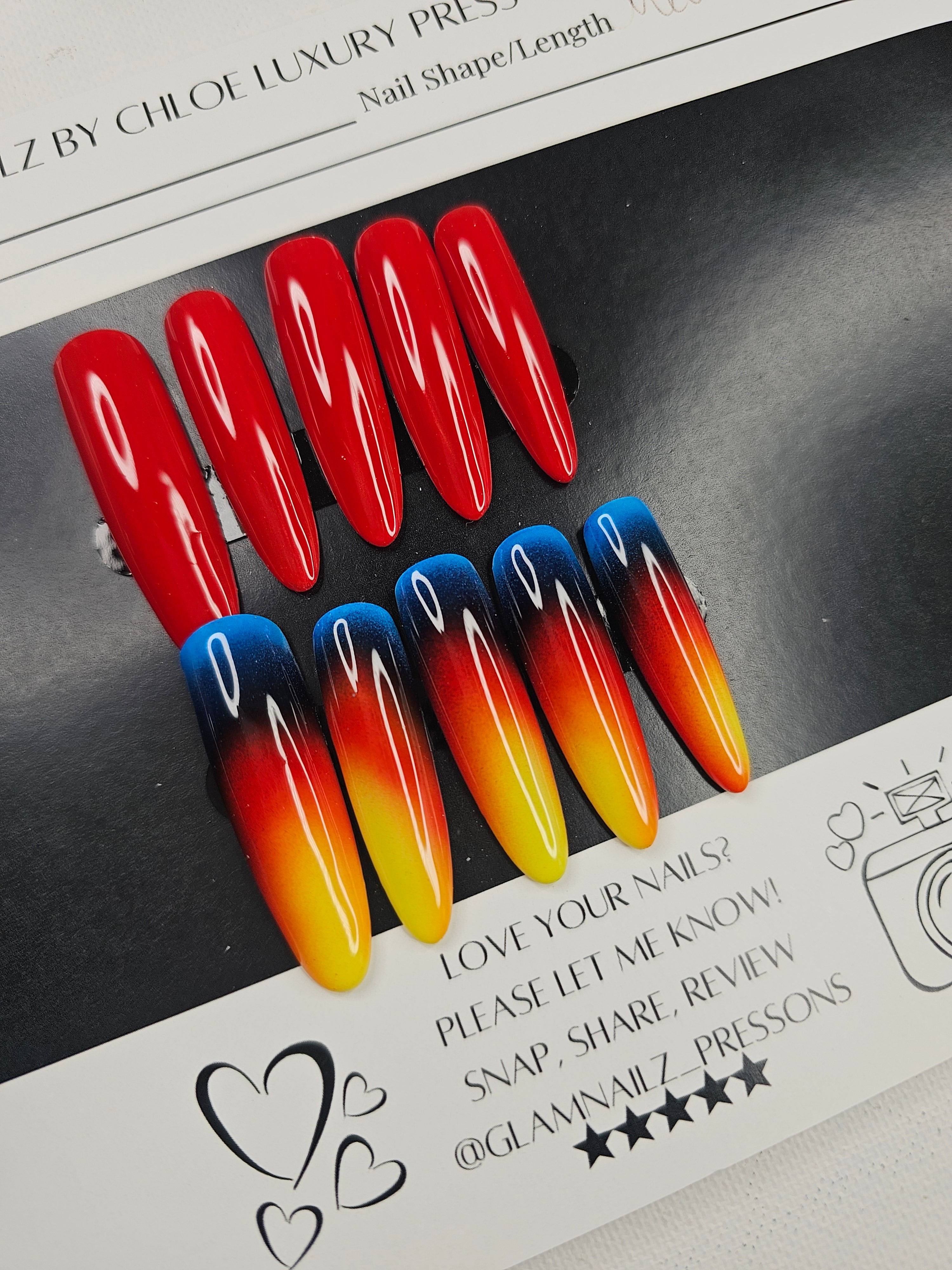 Blazing Heat" XL Oval Press-On Nails – Medium Size 🔥🔥