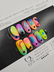 Cosmic Pop - Neon Airbrushed Geometric Press-On Nails (Medium, Round) | Glam Nailz By Chloe