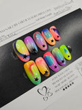 Cosmic Pop - Neon Airbrushed Geometric Press-On Nails (Medium, Round) | Glam Nailz By Chloe